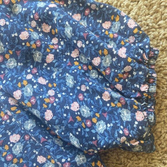 Knox Rose Floral Smocked Flower Keyhole Back Blouse Shirt Top Boho Cottagecore M - Picture 6 of 11